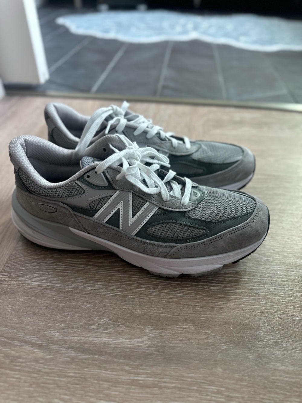 New Balance Gray and White Running Sneakers - 'N' Logo